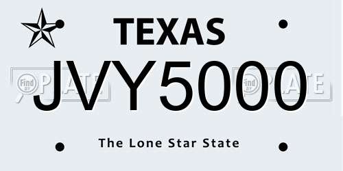 JVY5000 Texas License Plate