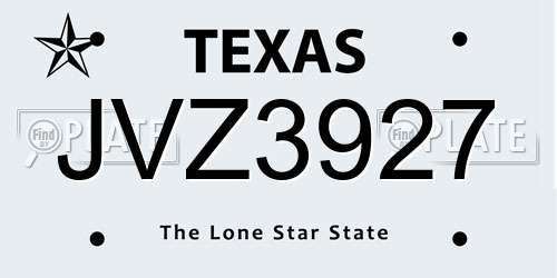 JVZ3927 Texas License Plate