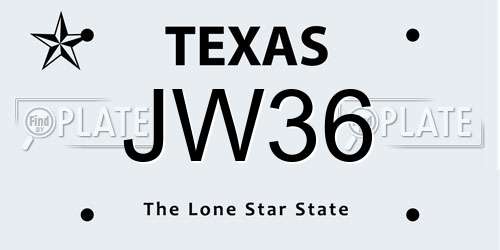 JW36 Texas License Plate