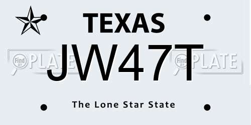 JW47T Texas License Plate