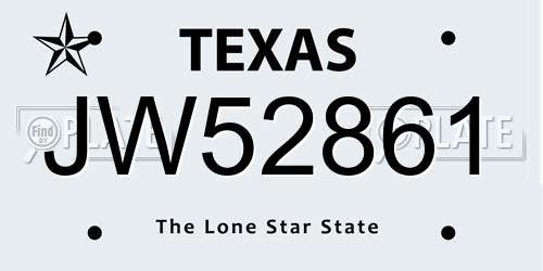 JW52861 Texas License Plate