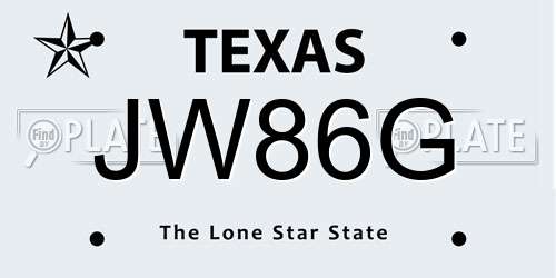 JW86G Texas License Plate