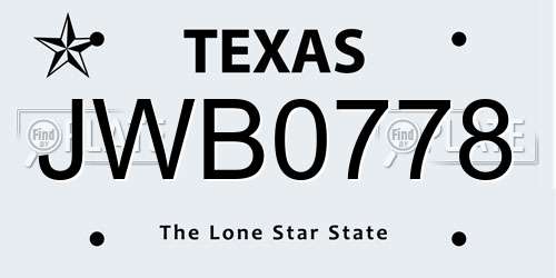 JWB0778 Texas License Plate