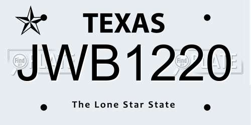 JWB1220 Texas License Plate