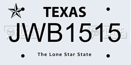 JWB1515 Texas License Plate