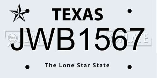 JWB1567 Texas License Plate
