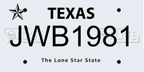 JWB1981 Texas License Plate