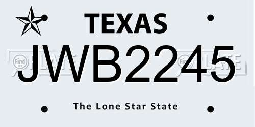 JWB2245 Texas License Plate