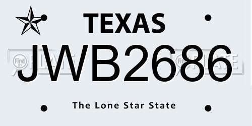 JWB2686 Texas License Plate