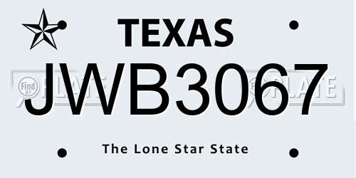 JWB3067 Texas License Plate