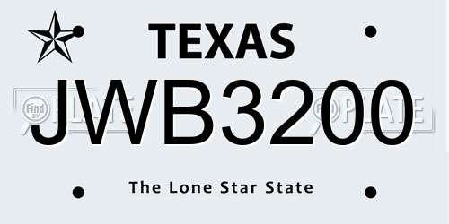 JWB3200 Texas License Plate