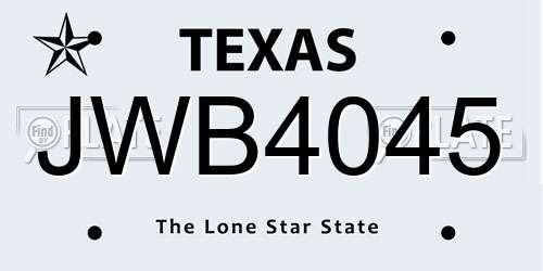 JWB4045 Texas License Plate