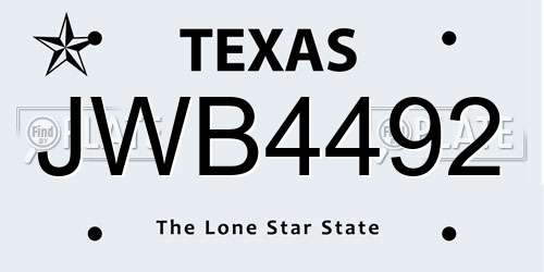 JWB4492 Texas License Plate