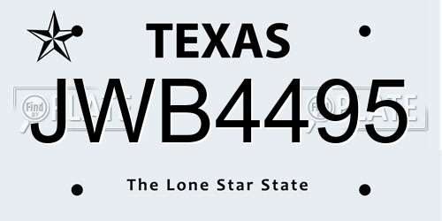 JWB4495 Texas License Plate