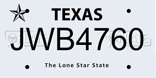 JWB4760 Texas License Plate