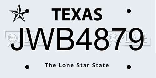 JWB4879 Texas License Plate