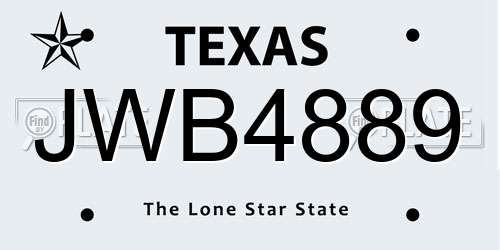 JWB4889 Texas License Plate
