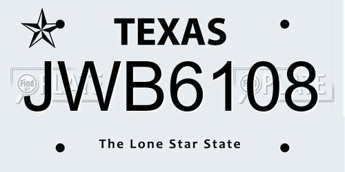 JWB6108 Texas License Plate