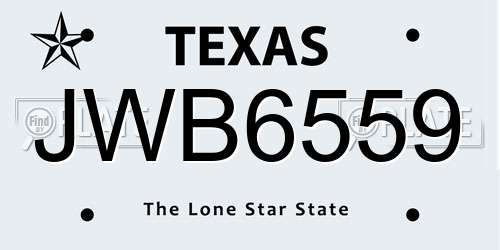 JWB6559 Texas License Plate