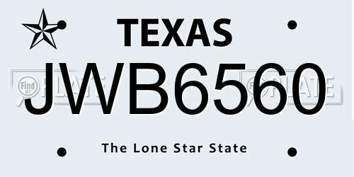 JWB6560 Texas License Plate