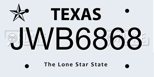 JWB6868 Texas License Plate