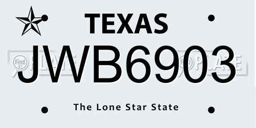 JWB6903 Texas License Plate