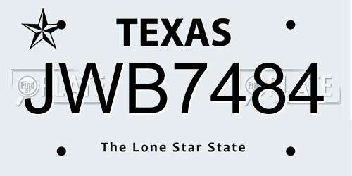 JWB7484 Texas License Plate