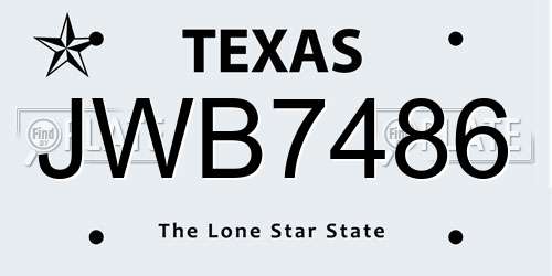 JWB7486 Texas License Plate