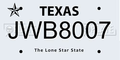 JWB8007 Texas License Plate
