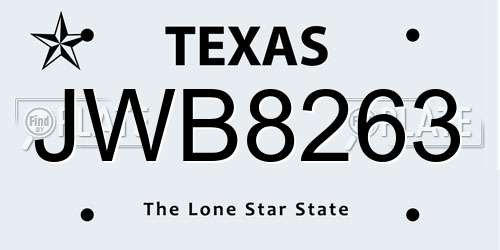 JWB8263 Texas License Plate