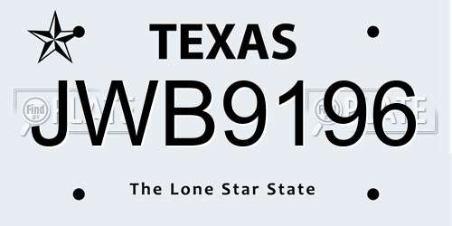 JWB9196 Texas License Plate