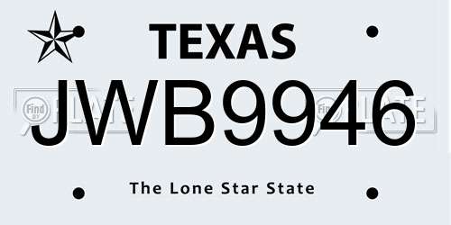 JWB9946 Texas License Plate