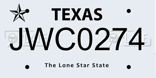 JWC0274 Texas License Plate