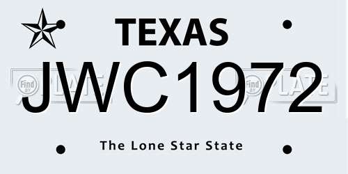 JWC1972 Texas License Plate