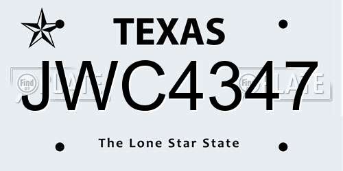 JWC4347 Texas License Plate