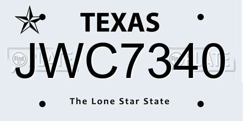 JWC7340 Texas License Plate