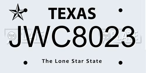 JWC8023 Texas License Plate