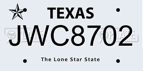JWC8702 Texas License Plate