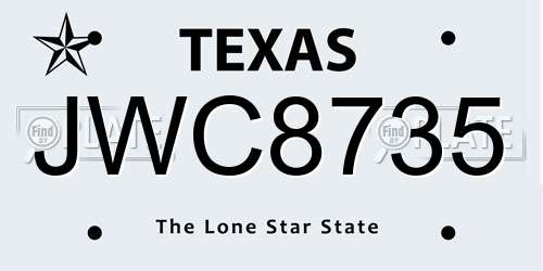 JWC8735 Texas License Plate