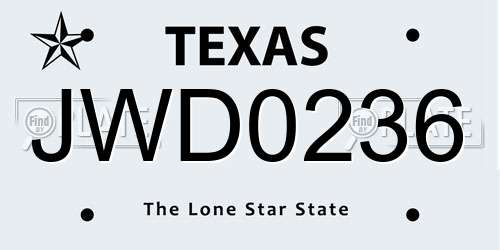 JWD0236 Texas License Plate