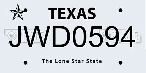 JWD0594 Texas License Plate