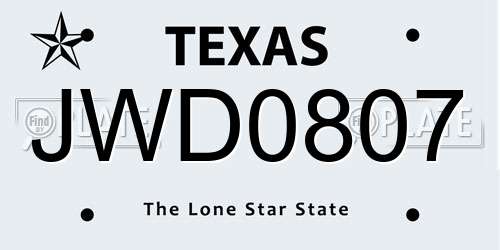 JWD0807 Texas License Plate