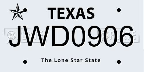 JWD0906 Texas License Plate