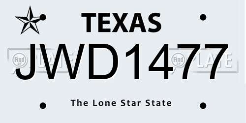 JWD1477 Texas License Plate