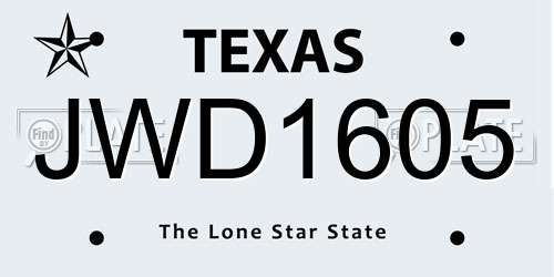 JWD1605 Texas License Plate