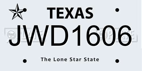 JWD1606 Texas License Plate