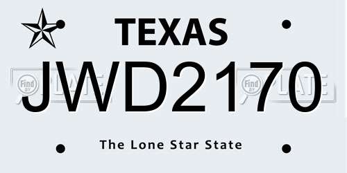 JWD2170 Texas License Plate