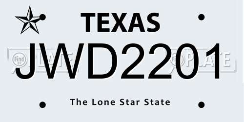 JWD2201 Texas License Plate