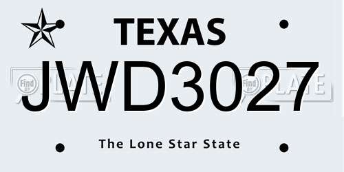 JWD3027 Texas License Plate