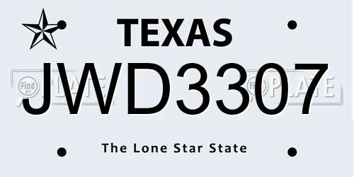 JWD3307 Texas License Plate